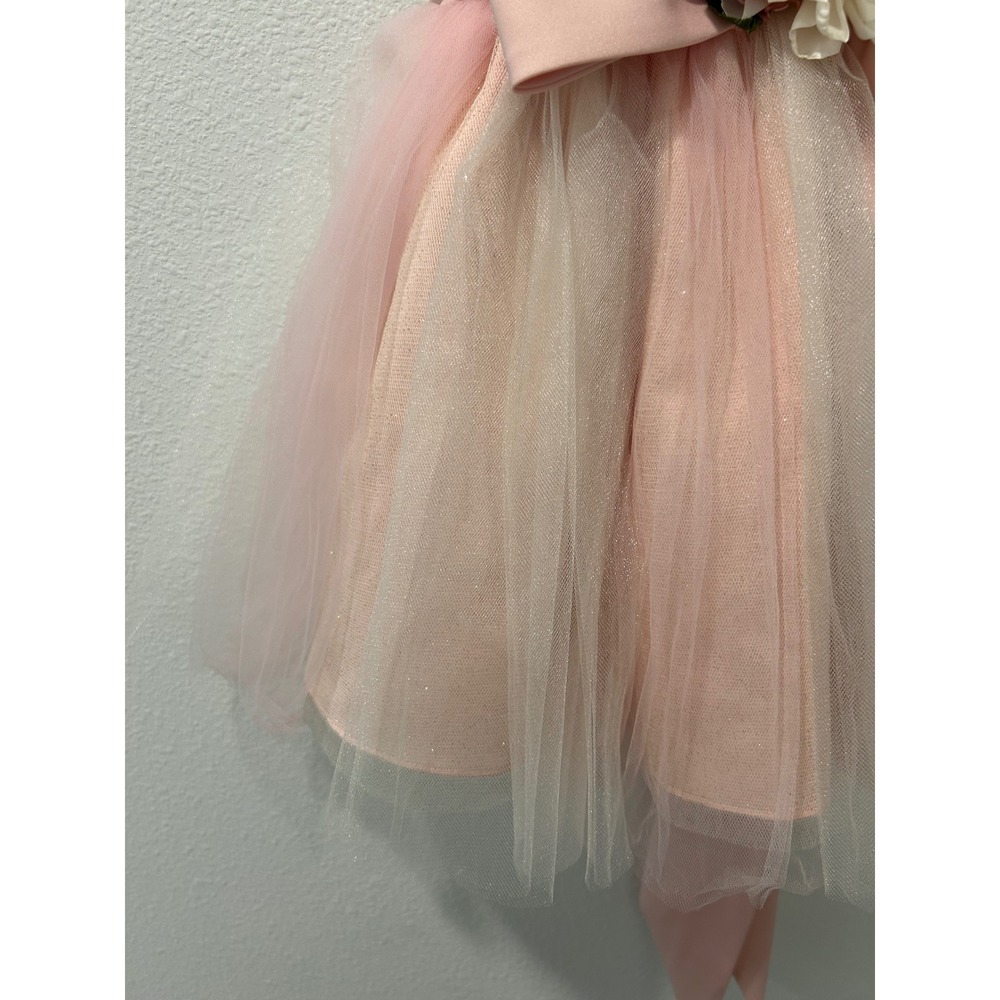 Chantilly Place Toddler Girl Pink Gold Tulle Flower Girl Formal Dress 2T - Picture 3 of 7